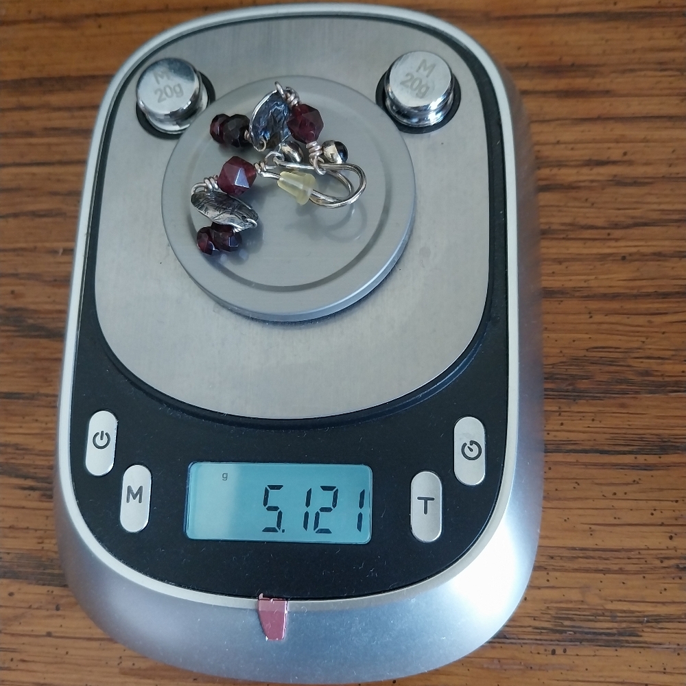Sterling Silver and Garnets Earrings - Picture 9 of 15